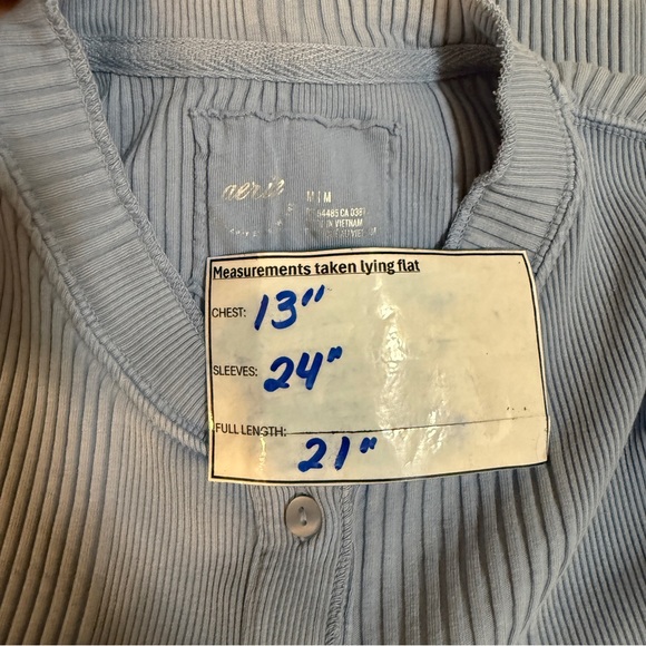 Aerie Sky Blue Ribbed Long Sleeve Tee Size Medium - Picture 7 of 7